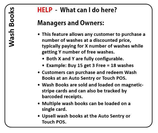 WashConnect Help Version 1.4.11 > Home > Configuration > Goods and Services > Wash Books
